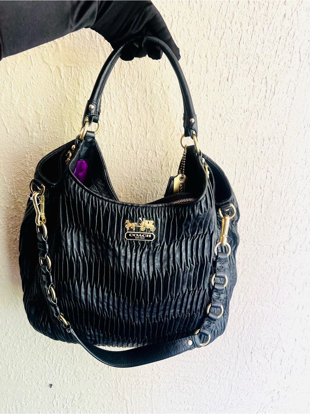 Coach Madison Sophia Pleated Leather Satchel